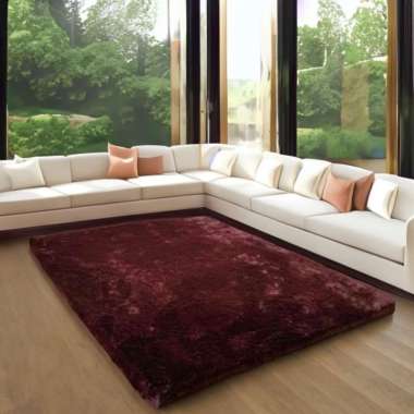 berkah saluyu Karpet bulu rasfur ruang tamu 160x100 cm Aestetik LP 160x100cm Coklat Tua