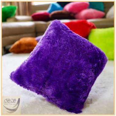 Sarung Bantal Kursi/Sofa Bulu Rasfur Polos UK 40 x 40cm dan 30 x 30cm LP 40x40cm Ungu Tua