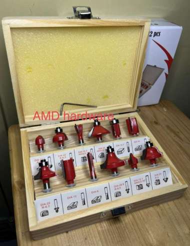 MATA PROFIL ROUTER TRIMER SET 12 pcs JLD Profile Ukir Kayu (ryu,maktec DOUBLE THUNDER
