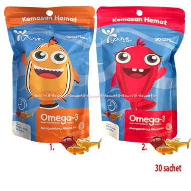 Youvit Omega-3 30sachet Vitamin Untuk Anak Omega-3 Jeruk dan Stroberi Stroberi