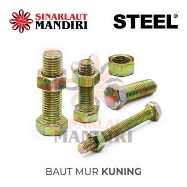 Baut Mur Kuning / BMK / Yellow Zinc Plated Bolt & Nut M 8 x 120