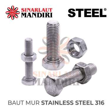 Baut Mur Stainless Steel 316 / BM SS / Plated Bolt & Nut M5 x 25