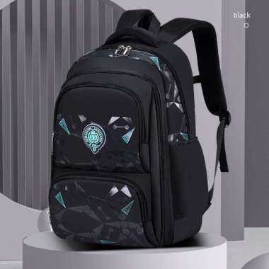 Tas Sekolah Anak Laki Laki SD SMP Waterproof Ransel Cowok Imrt Murah - Black Black