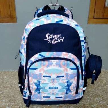 tas ransel anak sekolah cewek silver Girls original alto free dompet dan raincover Navy