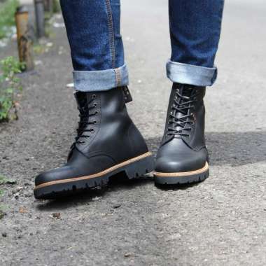 [Custom Size] Erol Black - Sepatu Kulit High Boot Pria Sepatu Boots Pria Custom Size 46