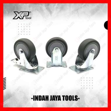 XP TOOL Roda TPR Karet Abu 4 Inch HIDUP MATI REM - Troli Kastor Caster Trolley MATI