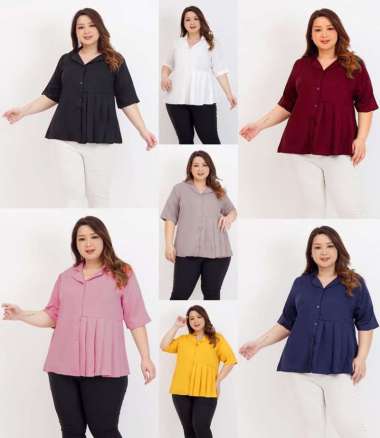 KEMEJA BLOUSE WANITA BIG SIZE JUMBO 010 FASHION KOREA STYLE KEKINIAN BAJU HAMIL KERJA KANTOR PESTA K