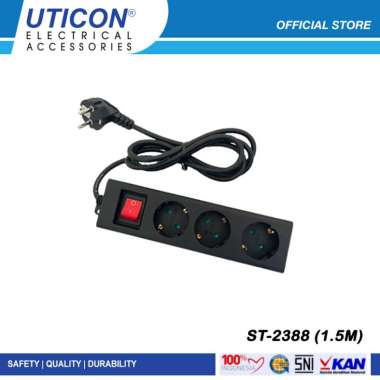 Uticon ST-2388 Stop Kontak 4 Lubang Kabel 1.5M Putih - Pengaman Soket dan Saklar