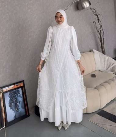 Gamis Brukat Kondangan Wanita Muslim Modern Terbaru Dress Brokat Pesta Mewah dan Elegan Olivia - den