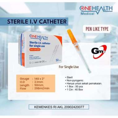 IV Catheter Onehealth Per Pcs / Abocath 14G , 16G , 18G , 20G , 22G , 24G , 26G 16G