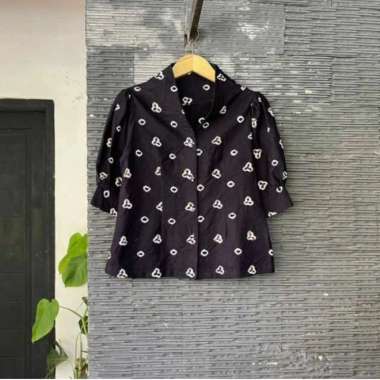 Baju Batik Solo Blus Batik Jumputan Kece Batik Modern - Hitam, S S Hitam