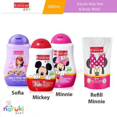 Eskulin Kids Hair and Body Wash 280ml Shampoo & Sabun Anak Botol Sofia