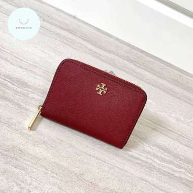 Tory Burch TB emerson compact zip wallet in red claret