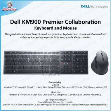 DELL KM900 PRIMIER COLLABORATION KEYBOARD AND MOUSE ZOOM TOUCH CONTROL BACKLIGHT BLUETOOTH 5.1 2.4GH