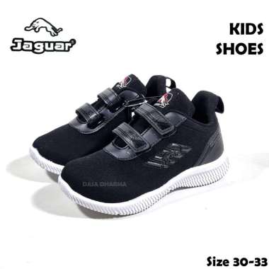 Sepatu Jaguar Perekat Anak Laki Laki Sekolah TK SD Hitam Putih Size 31 - 34 31 Hitam Putih