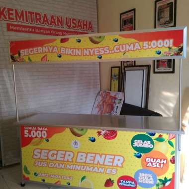 Booth Portable Meja Lipat Rombong Lipat ukuran 2 Meter berbahan aluminium lengkap dengan Stiker