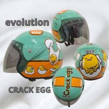HELM EVOLUTION CRACK EGG SERIES HALF FACE TERMURAH MODEL GM EVO SNI HELM DEWASA #2 HIJAU SALEM