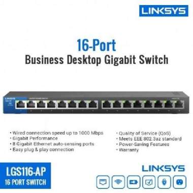LINKSYS LGS116-AP 16-Port Business Desktop Gigabit Switch 16 Port