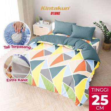 Kintakun DLUXE Bedcover Set Fitted Tinggi 25cm 160x200 King Minimalis Aesthetic - Varian Motif Verel