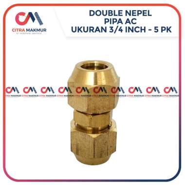 Double Nepel 3/4 inch 3/4" Kuningan Pipa AC 4 5 PK Sambungan Tembaga Selang dobel nipel