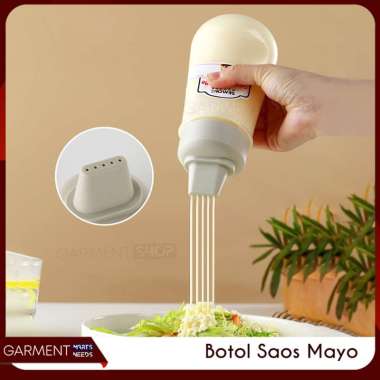 Botol Mayonaise Saus Sambal 5 Lubang Dengan Penutup Bottle Slai Makanan Anti Tumpah 280 ml PUTIH