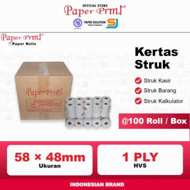 Kertas Struk Kasir Register Roll HVS Paperpryns 1PLY 58 x 48mm (1 Box isi 100 Roll)