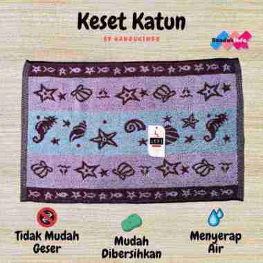 Keset Kaki Lexi Katun 40x60 Motif Pantai / Bathmat Keset Handuk Kamar Mandi Ungu