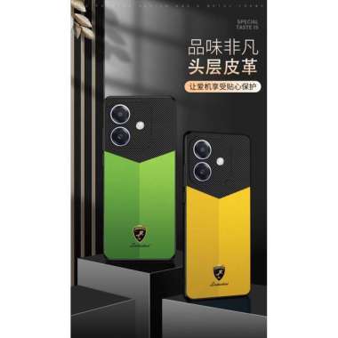 Casing Oppo A3x Case Phone Case Leather Carbon Lamborchini YELLOW