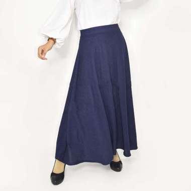 Rok Panjang Wanita Waffle Crepe Payung Guru Kantor XL navy