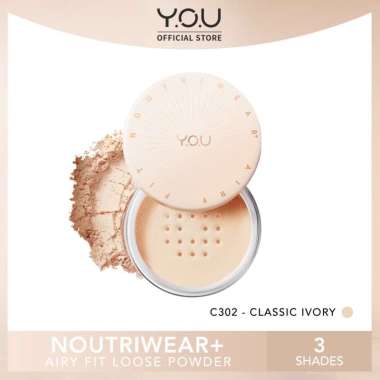 Y.O.U NoutriWear+ Airy Fit Loose Powder 15g -you loose powder Bedak Tabur Classic Ivory