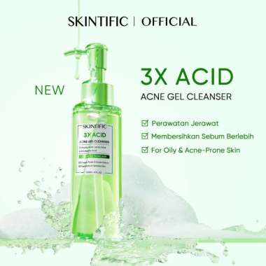 SKINTIFIC 3X ACID ACNE GEL CLEANSER 120 ML FACIAL WASH SABUN CUCI MUKA PEMBERSIH WAJAH
