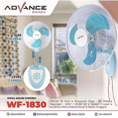 Kipas Angin Dinding Advance WF1830 Kipas 18Inch 80 Watt Original Biru Muda