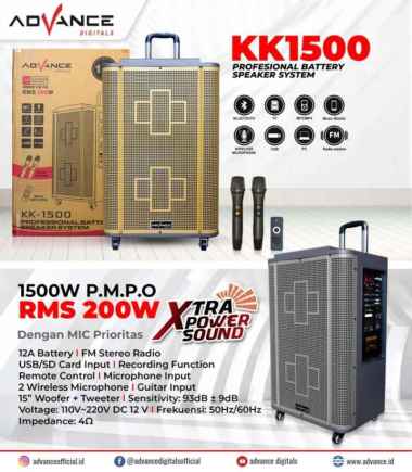 Speaker advance kk 1500 15inch 1500w PMPD Rms 200W Abu-abu