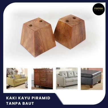 KAKI KAYU PIRAMID TANPA BAUT WARNA NATURAL/KAYU 10 cm