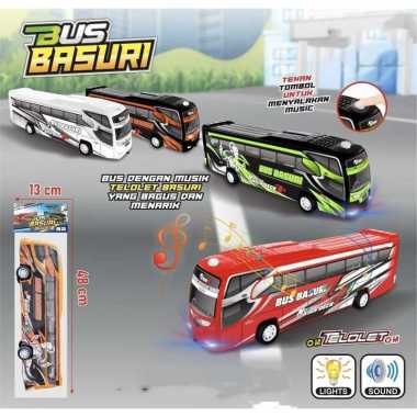Mainan Anak Mobil Bus Basuri Lampu Telolet Oleng Pvc Dan Musik Jumbo PullBack