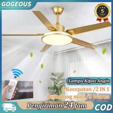 Lampu kipas angin gantung plafon ruang tamu mewah 2in1 3 Warna 6 kecepatan Kipas Lampu Gantung Hias 
