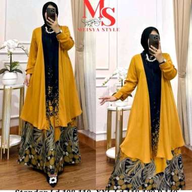Shalimado Store Gamis Batik Inner Rompi Royal Semua Ukuran Kuning