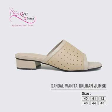 Sandal Wanita Warna Krem Selop Ukuran Jumbo Sendal Heels Pesta Casual Kondangan Big Size 42