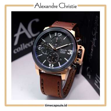 Jam Tangan Pria ALEXANDRE CHRISTIE Original AC 6280 MC BLACK ROSEGOLD