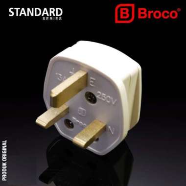 Broco Steker AC Putih 7110 Original - Kepala Colokan AC Kaki 3 Pin Bulat Cowok Steker Saklar AC SNI
