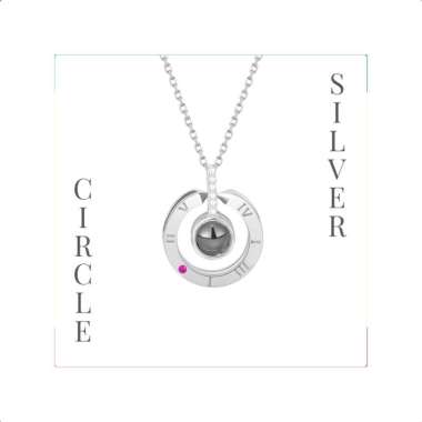 Goto Ovizia Gift Box Bunga Mawar Kalung Liontin Kotak Kado Aesthetic CIRCLE SILVER