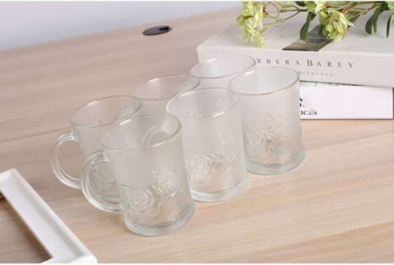 Glass Kaca Drinking Kopi Teh Air Aesthetic Pattern Gagang Purple Cup Gelas Set Gelas Mug Cantik Lucu