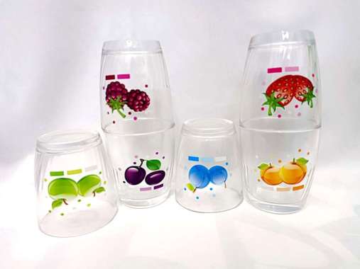 Glass Kaca Drinking Kopi Teh Air Aesthetic Pattern Gagang Purple Cup Gelas Set Gelas Mug Cantik Lucu