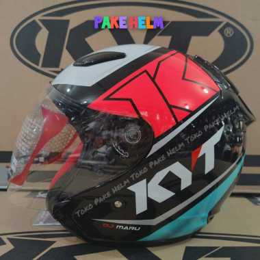 HELM KYT DJ MARU #17 BLACK AQUA FUXIA KYT HALF FACE KYT DJMARU M