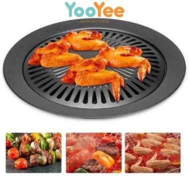 Yooyee Alat Pemanggang Daging Ukuran 32CM/Panggangan BBQ bulat Anti Lengket