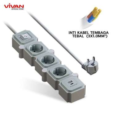 Saklar Adaptor Stop Kontak VIVAN VPS-H PRO Series - Colokan Multifungsi USB dan Type C Original Gara