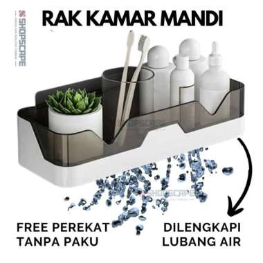 Rak Kamar Mandi Tempel Dinding Tempat Sabun Perlengkapan Mandi Plastik