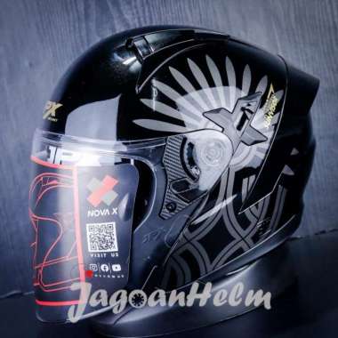 JPX HELM NOVA X V2 N9 MOTIF | BLACK GLOSSY | NOVA-X DOUBLE VISOR - STANDART XL