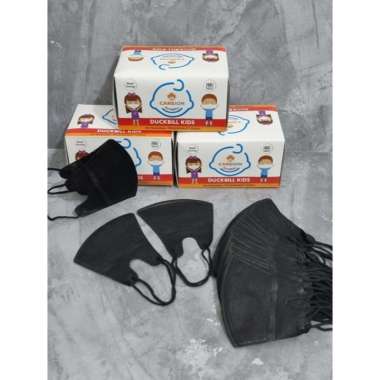 [50PCS] MASKER DUCKBILL ANAK WARNA HITAM &PUTIH / MASKE DUCKBILL ANAK DB ANAK HITAM