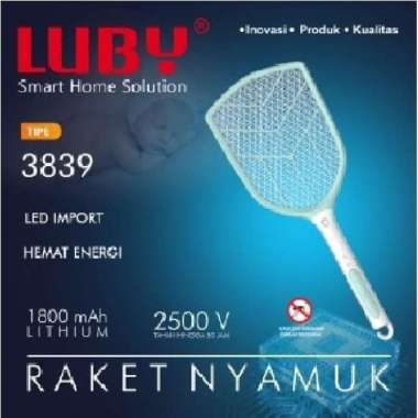 Raket Nyamuk Luby tipe L 3839 JUMBO Baterai Cas LED lampu Rechargeable Mosquito Electric 3839 2500V